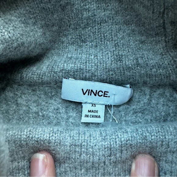 VINCE GREY SWEATER WITH SIDE ZIPPER CASHMERE & WOOL BLEND - Picture 8 of 15